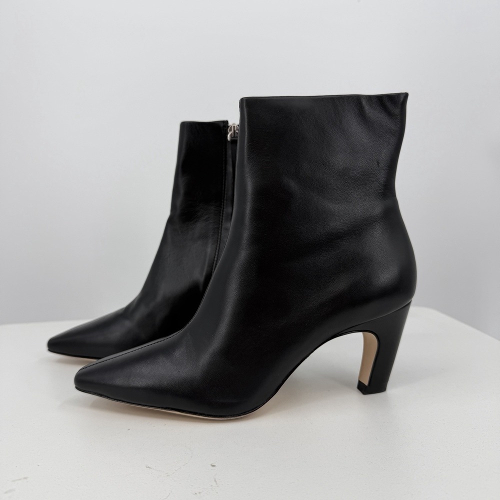 Everlane The Banana Heel Boot Black Leather Ankle Zip Pointed Toe Size 7.5
